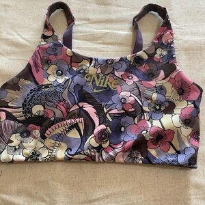 Nike Floral Sports Bra - Purple Pink Cream XL